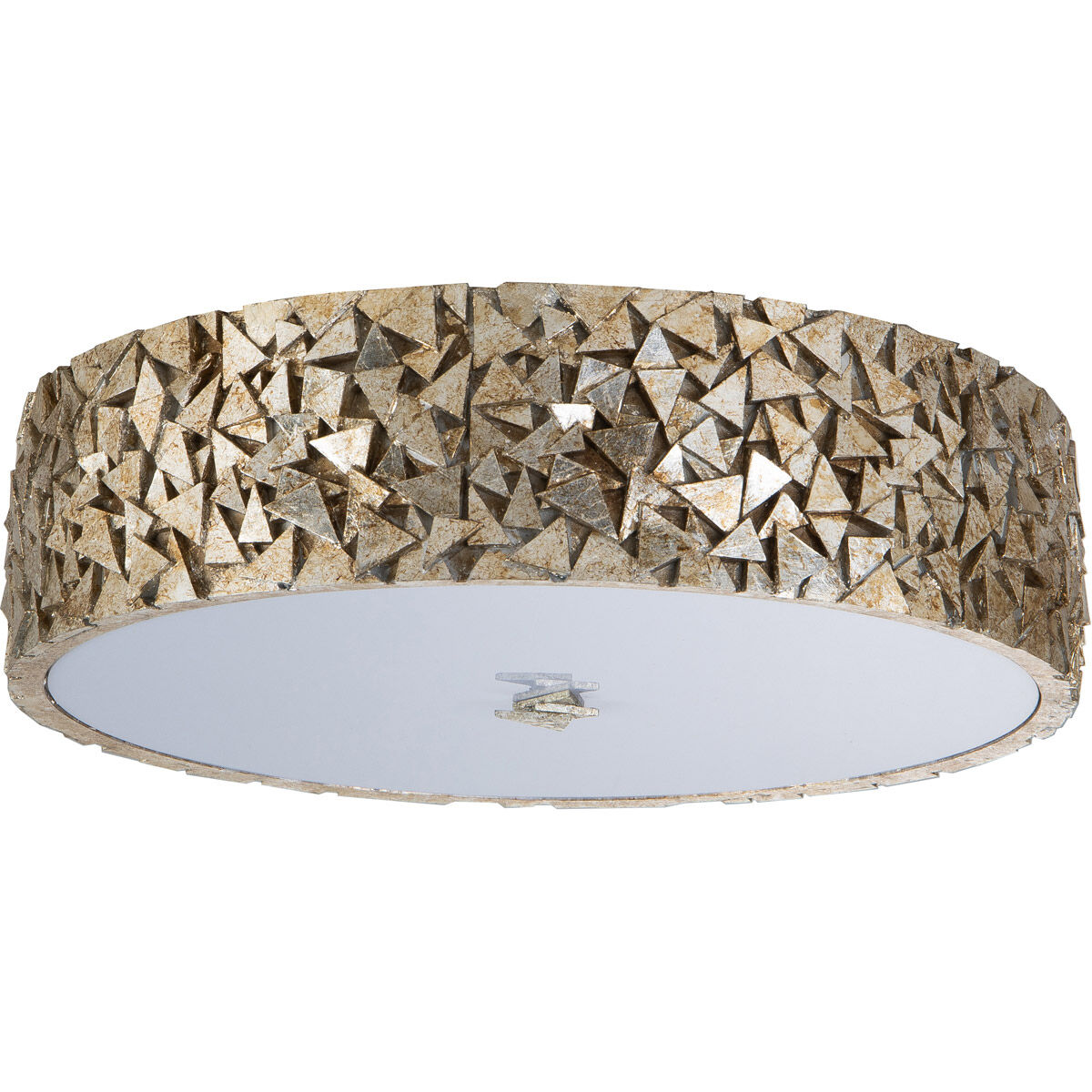 Mosaic 3 Light Silver Bath/Flush Mounts Ceiling Light in Silver Leaf with Antique
